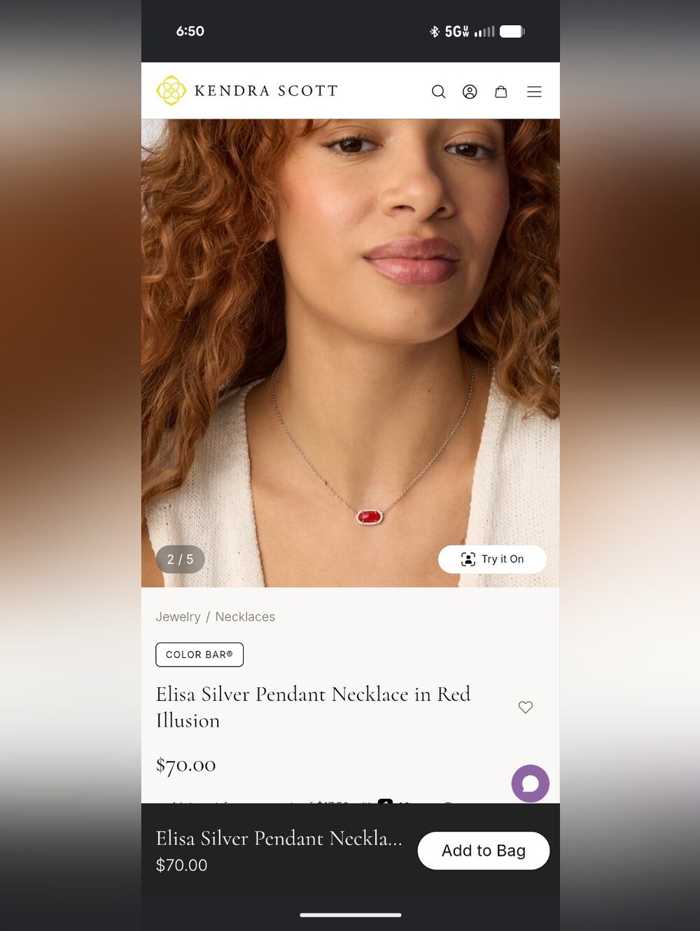 Kendra Scott Gold Necklace with Red Gemstone
